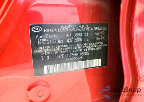 2017 Hyundai Elantra Se из США, поврежденный, VIN 5NPD74LF5HH116085